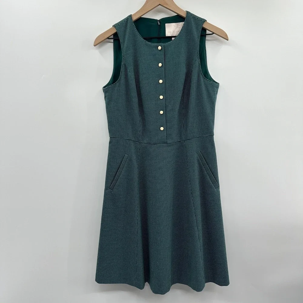 Gal‎ Meets Glam Meg Sleeveless Polka Dot Dress in Green Size 4